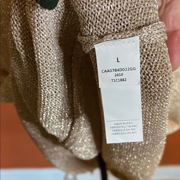 👗 Large - Cupshe Gold Glitter Lurex Dress Deep V Front and Back Tie Accent / F - Picture 6 of 6